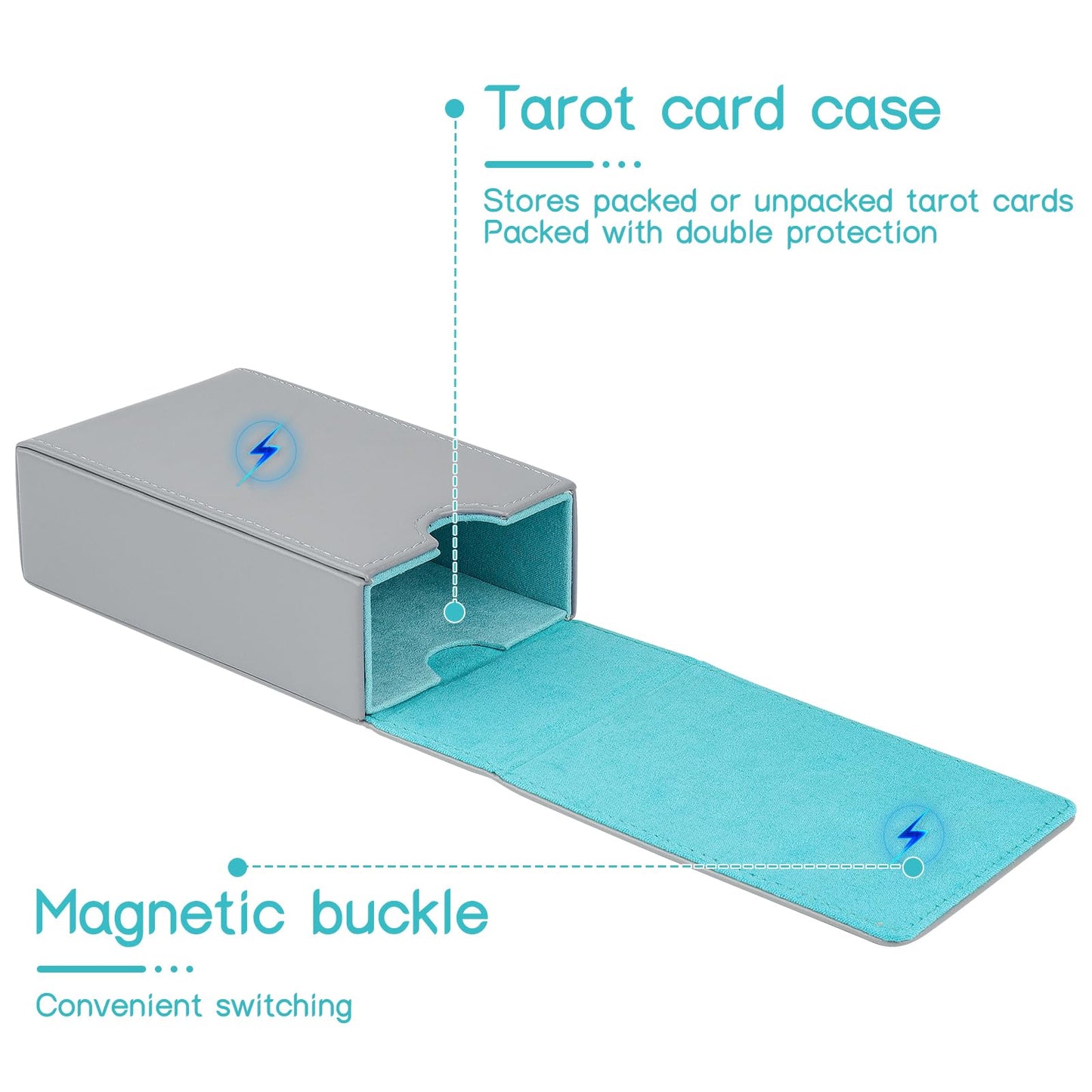 Buweeo Tarot Card Case/Holder, Single Deck Pu Leather Card Holder For Most Standard Size Tarot Cards Or Playing Cards, Grey And