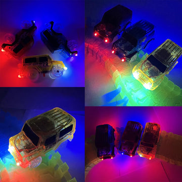 Kermctcokid Tracks Cars Replacement With Led Light Glow Car Toys, Glow In The Dark, Race Car Track Compatible With Car Tracks To