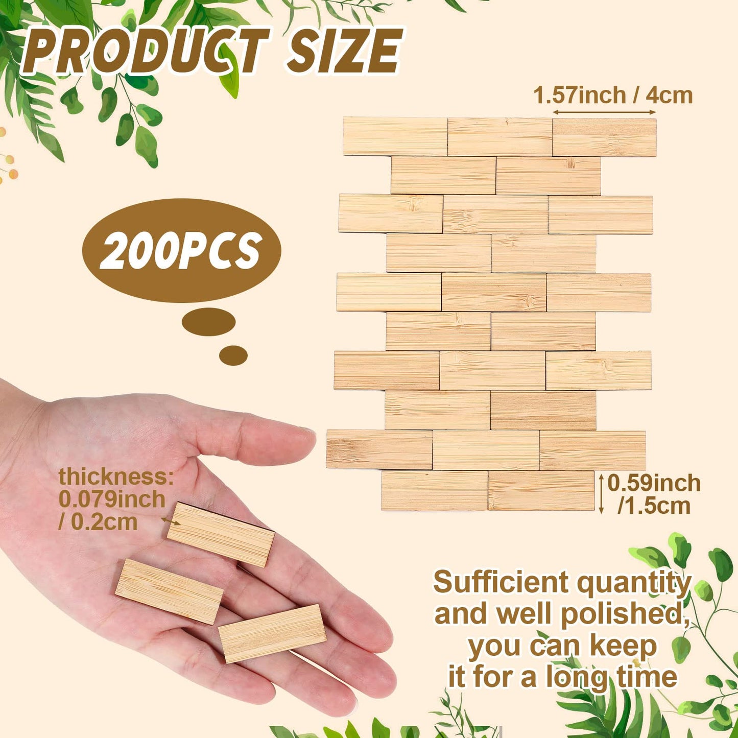 Sintuff 200 Pcs Beige Miniature Dollhouse Flooring Mini DIY Wooden Dollhouse Floor Boards 1:12 Scale Doll House Accessories for Model Decor