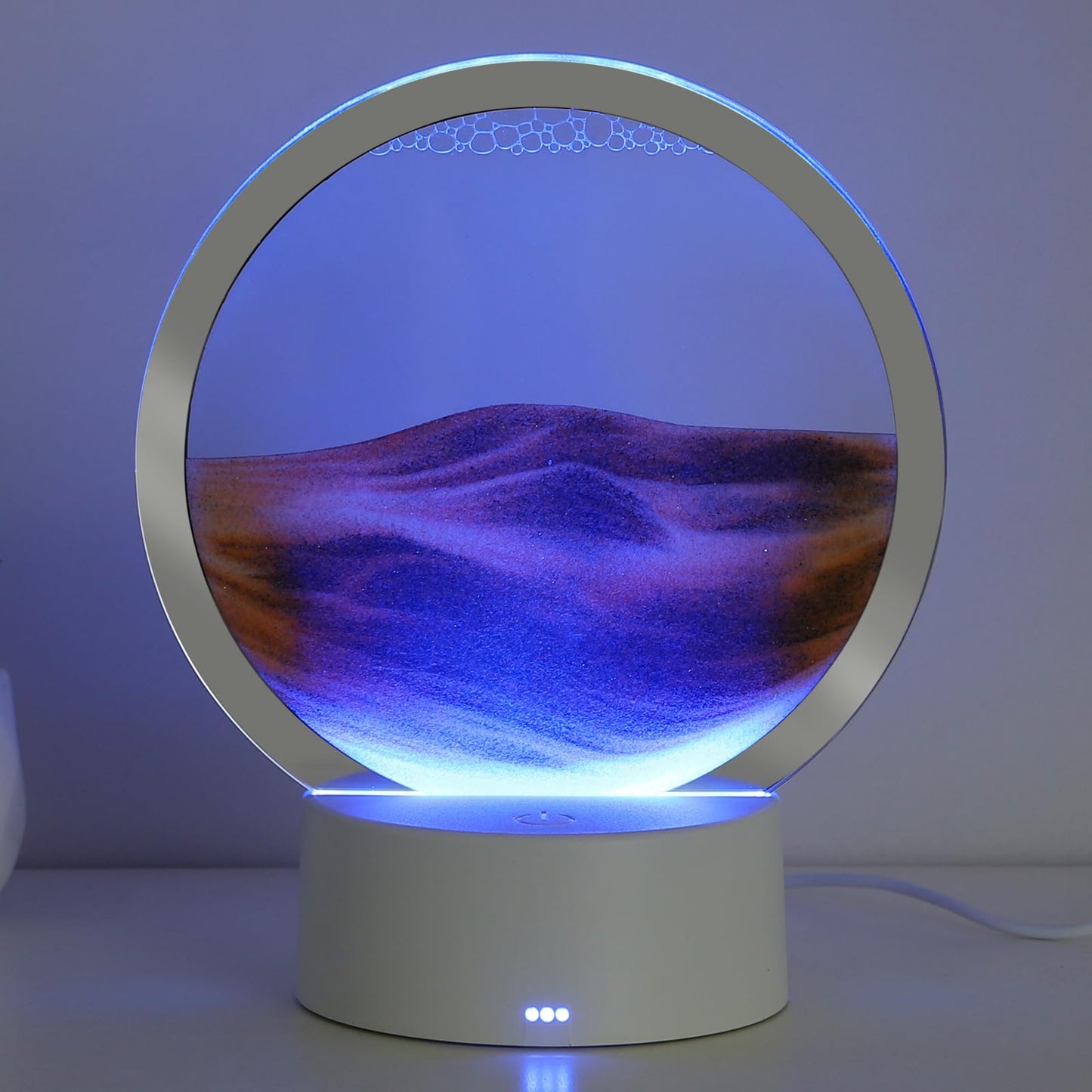 Kpnuwn Moving Sand Art Liquid Motion, 3D Deep Sea Sandscape Color Quicksand Decor, Round Glass Moving Sand Art Picture Relaxing