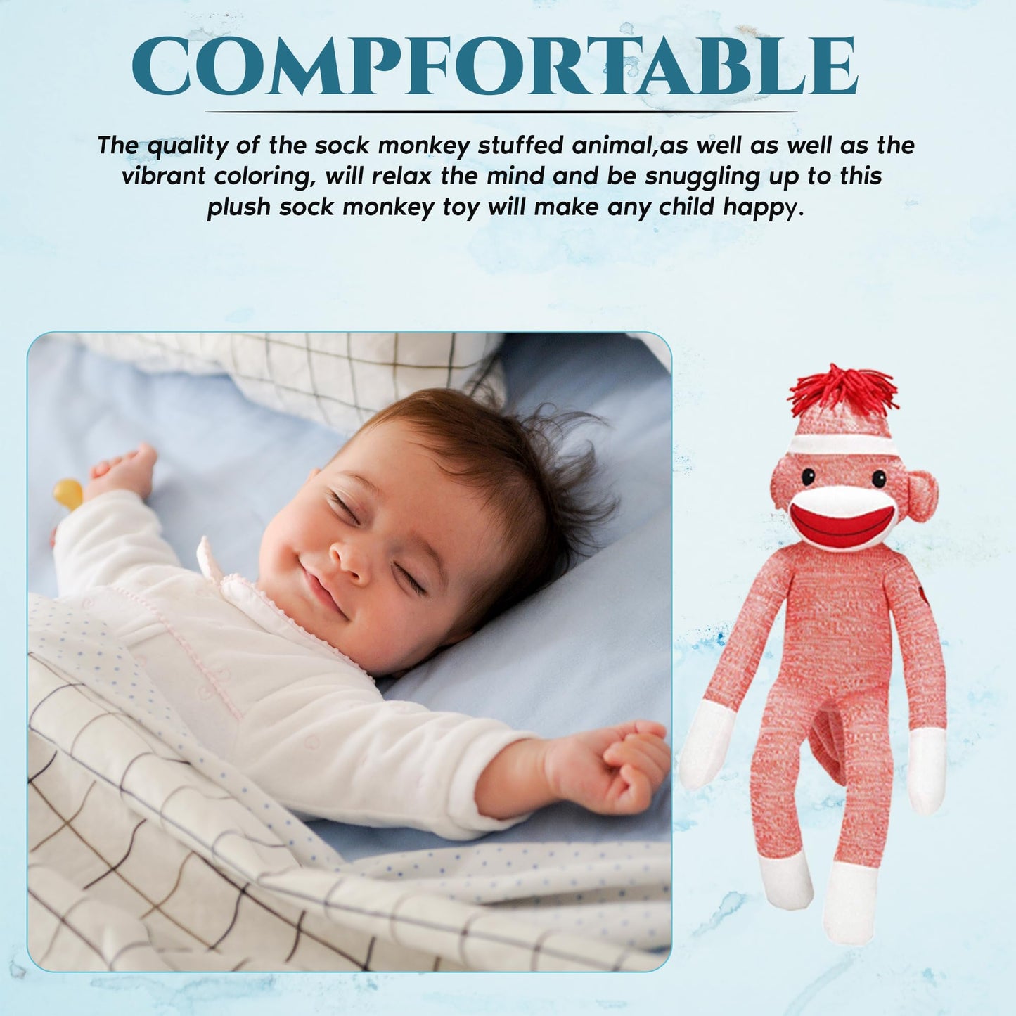 Made By Aliens Adorable Sock Monkey, The Original Traditional Hand Knitted Stuffed Animal Toy Gift-For Kids, Babies, Teens, Girls And Boys Baby Doll Present Puppet (20' Orange)