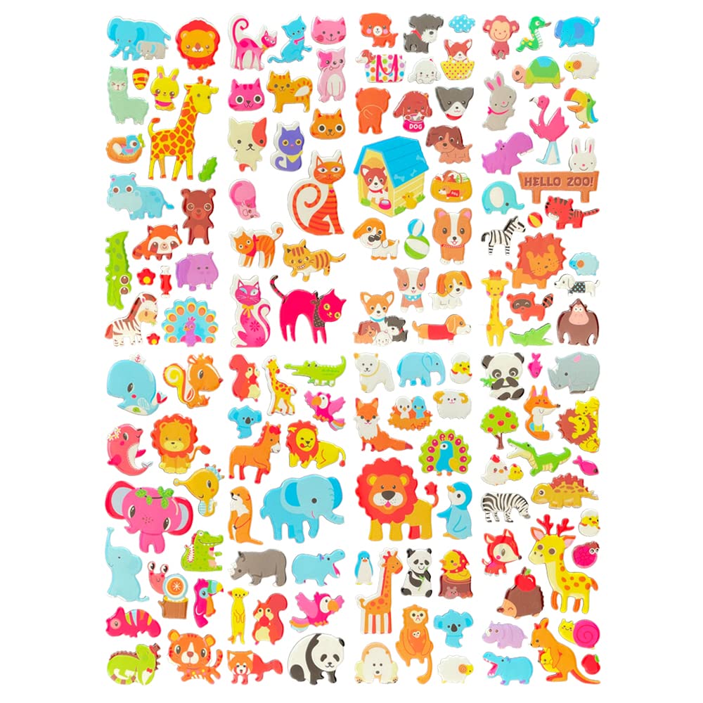 Six Vanka 3D Puffy Stickers For Kids, 8 Different Sheets Including Animals Sticker For Boys And Girls