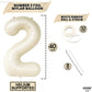 Katchon Cream White Number 2 Balloon - 40 Inch, 2Nd Birthday Party Decoration, Reusable, Unisex