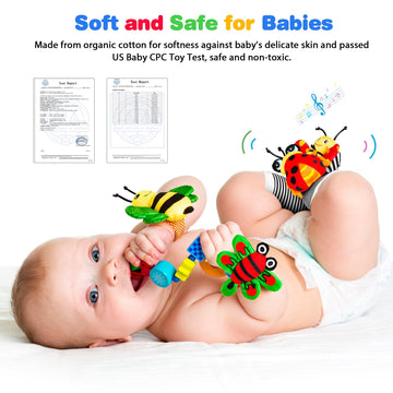 Baby Rattles 0-6 Months: Baby Toys 0-6 Months Baby Gifts For Boys Girl Infant Toys Baby Wrist Rattles Socks & Foot Finder Set Ba