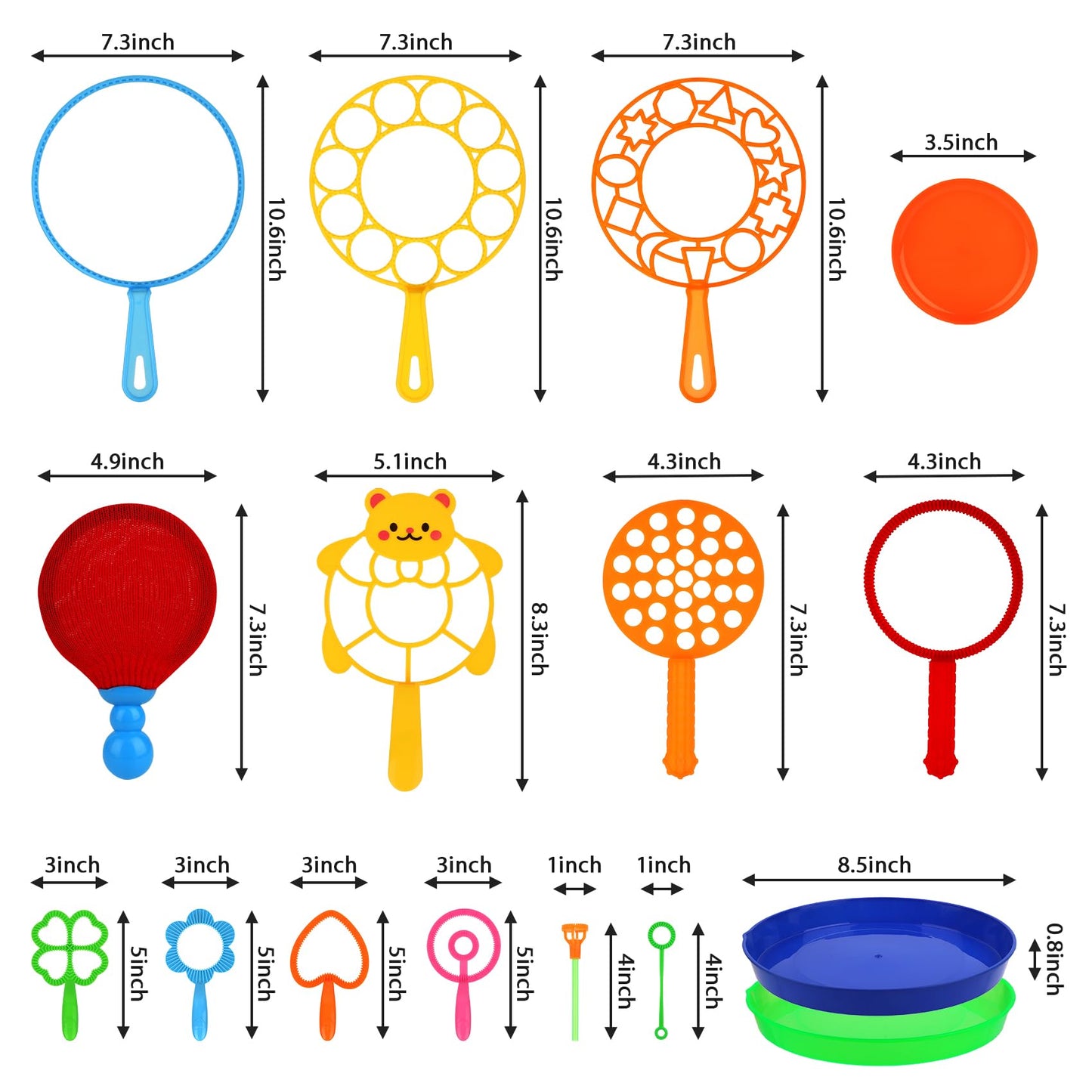 Roberly 18 Pcs Big Bubble Wands Toys Set With Solution, Tray, Soft Racket, Bulk Funny Bubbles Making Toys For Kids Summer Outdoor Activities Game Birthday Party Favors