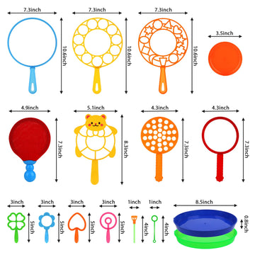 Roberly 18 Pcs Big Bubble Wands Toys Set With Solution, Tray, Soft Racket, Bulk Funny Bubbles Making Toys For Kids Summer Outdoor Activities Game Birthday Party Favors