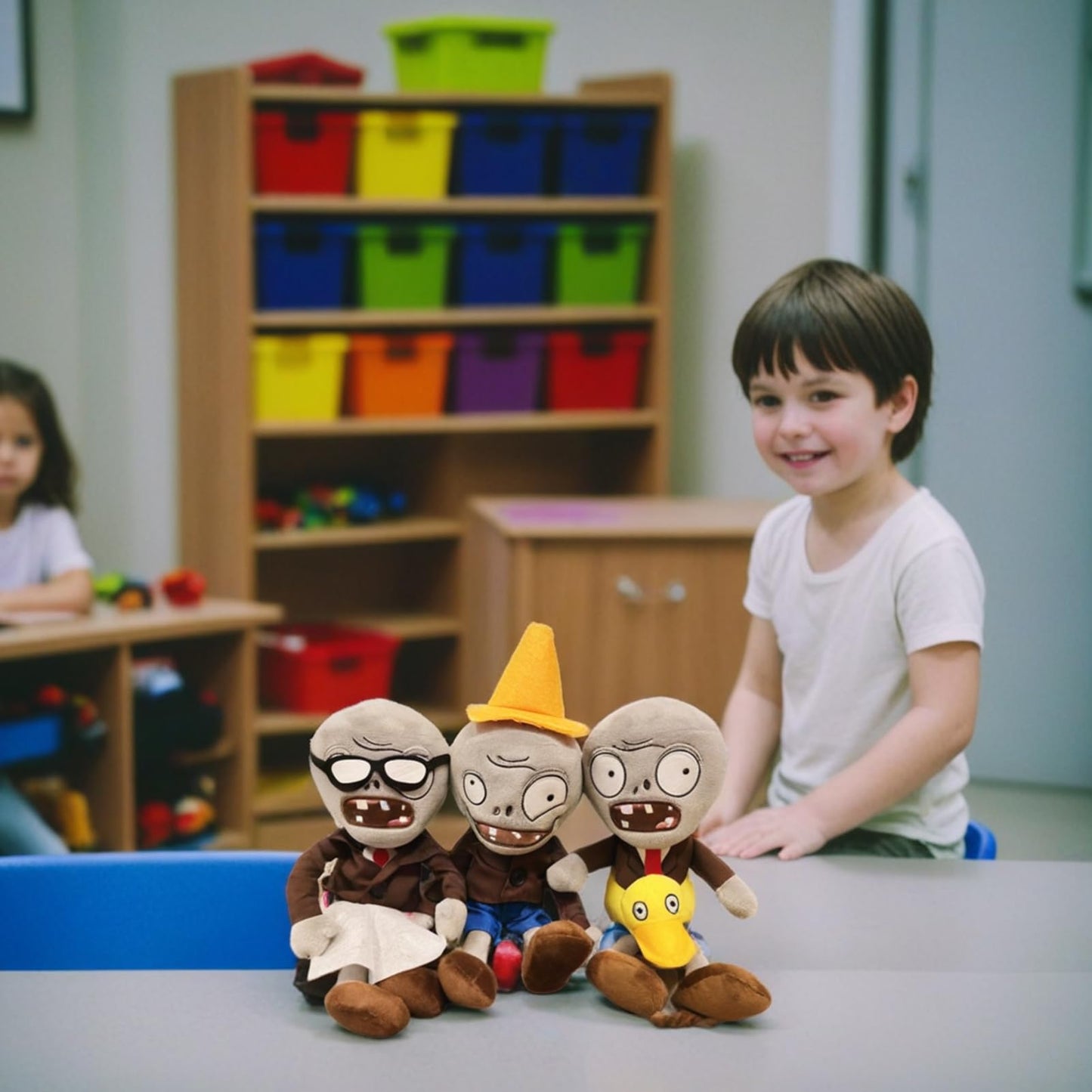 Dharnsty Plants vs Zombies Plush 3-Pack: Soft Figure Dolls  Ducky & Conehead Zombies for Birthday  Party  Halloween & Christmas