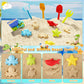 Turtle Sandbox with Lid & Adjustable Umbrella, Kids Sand Box with Sand Molds and Shovels Set for Sensory Play, Toddler Outdoor I