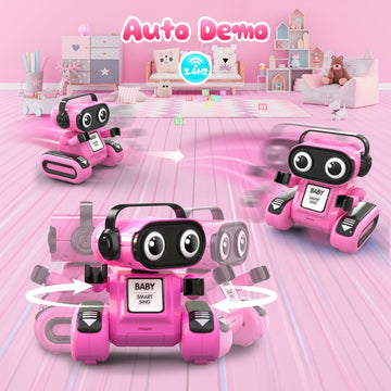 beefunni Smart Robot Toys for Girls 4-10,with LED Eyes, Auto-Demo, Rechargeable,Recording, Music -Perfect Christmas Birthday Gif