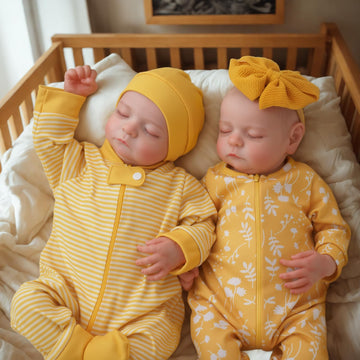 Adfo Lifelike Reborn Baby Dolls Twins, 20 Inch Realistic Newborn Real Life Baby Boy Girl Dolls Soft Vinyl Baby Dolls With Clothe