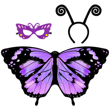 IROLEHOME Kids Butterfly-Wings Costume for Girls Fairy-Wings Toddler-Dress-Up Headband-Mask Butterfly Toys Halloween Party Favors Gifts