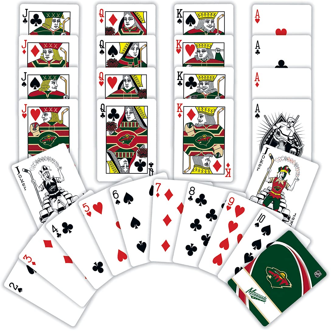 Masterpieces Family Games - Nhl Minnesota Wild Playing Cards - Officially Licensed Playing Card Deck For Adults, Kids, And Famil