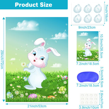 Neburora Pin The Tail On The Bunny With 24Pcs Bunny Tails, Happy Easter Party Game For Kids Party Decoration Supplies
