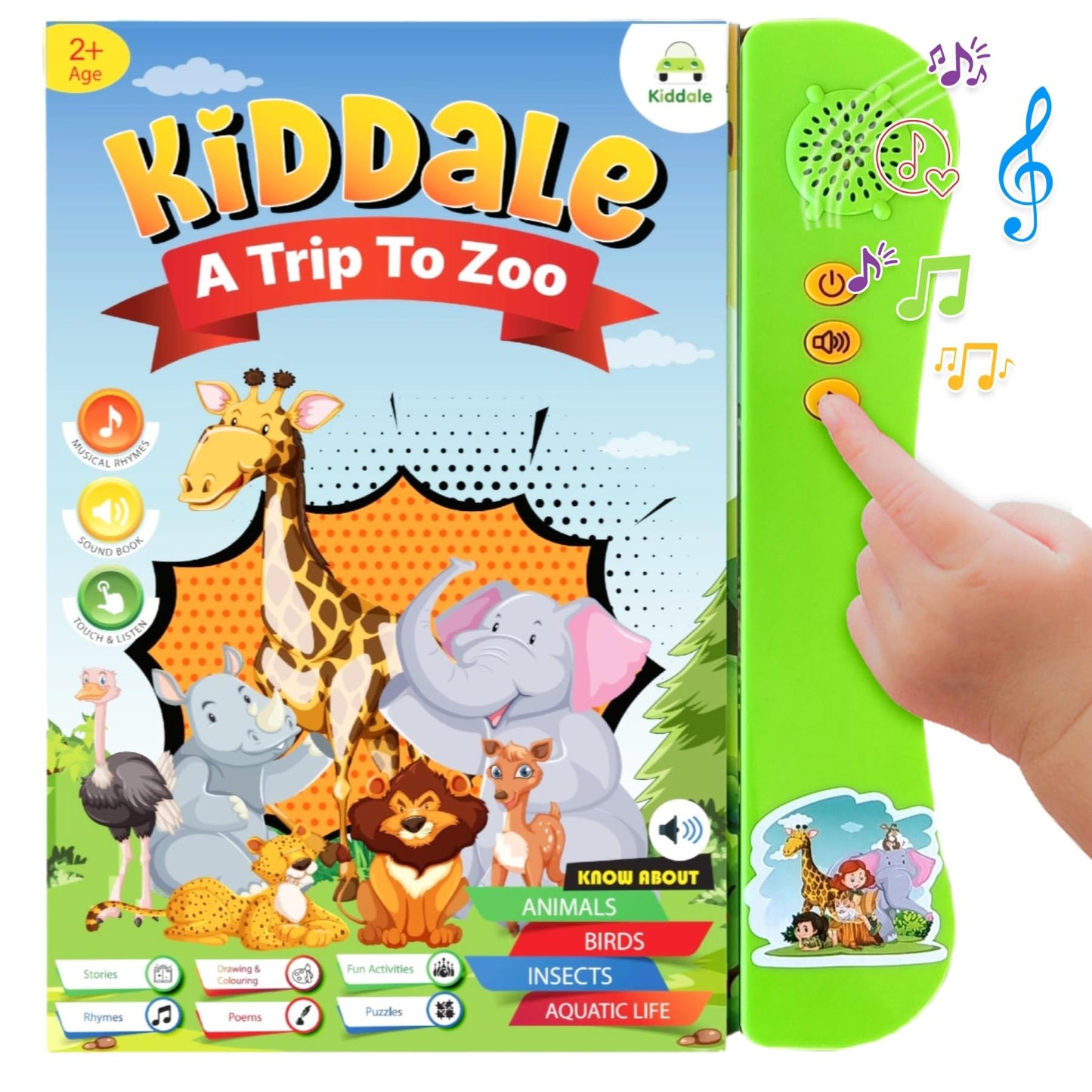 Kiddale Smart Animal Sounds Book| Wild, Farm, Ocean, Birds, Insects And Animals Young Ones| Interactive, Musical, Intelligent, T
