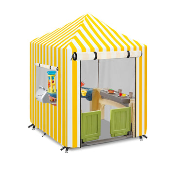 Outdoor Kids Playhouse Cover,Waterproof Cover Suitable For Step2 Playhouse.Yellow And White Striped Full Coverage Cover(56'' W X
