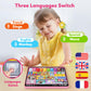 Peacurh Trilingual Learning Toy Tablet, Musical Plastic, Medium Size, Pink, Model 35847M, Montessori Speech Therapy Toy for Ages 1-3
