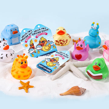 Anggiko 90 Pcs Cruise Rubber Ducks Kits Includes 30 Pcs Cruise Ducks 30 Pcs Cruising Duck Tags And 30 Pcs Rubber Bands, Assortme