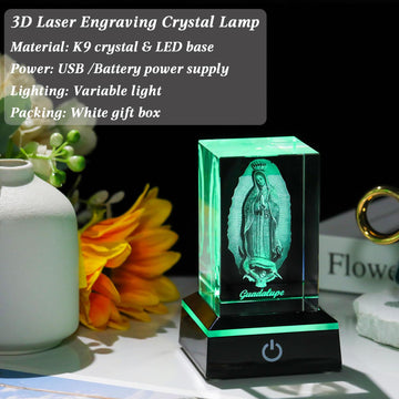 Movdyka 3D Virgen De Guadalupe Statues Decorations Religious Gifts For Women Laser Etched Crystal Our Lady Of Guadalupe The Bles