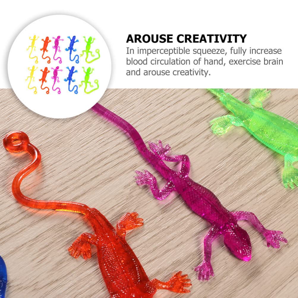 Nuobesty 15Pcs Stretchy Sticky Lizards Toys Funny Sticky Lizards Mini Tpr Lizard Toys For Kids Party Favors Goodie Bags Filler