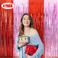 EUFARS Valentines Day Party Decorations - 4 Pack of 3.2x8.2ft Red Pink Foil Fringe Curtains Streamers Backdrop for Birthday Gale