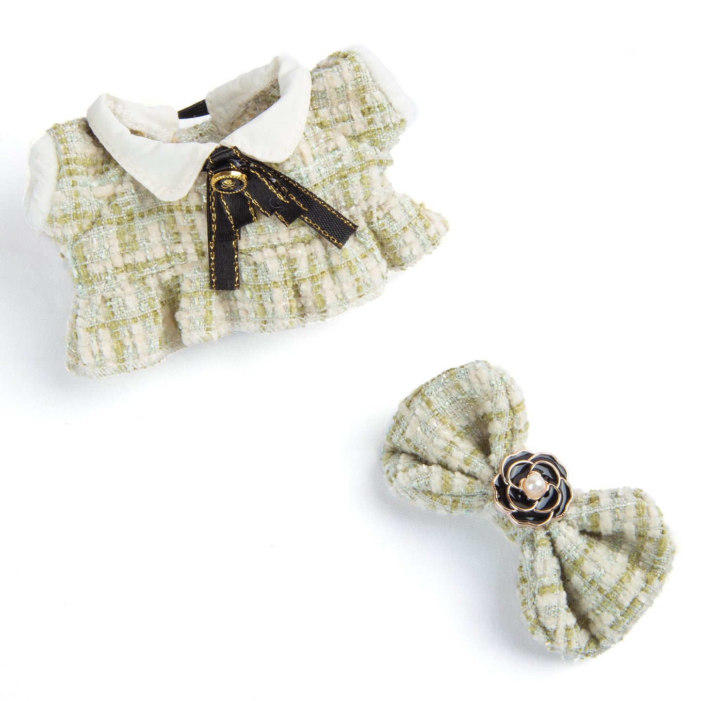 enhanced Doll Clothes - elegant Chic Style Set for 17cm Dolls  Doll Outfit for Display  Collectors  Gift - Cute Miniature Fashion Accessories - Green Camellia (No Doll)