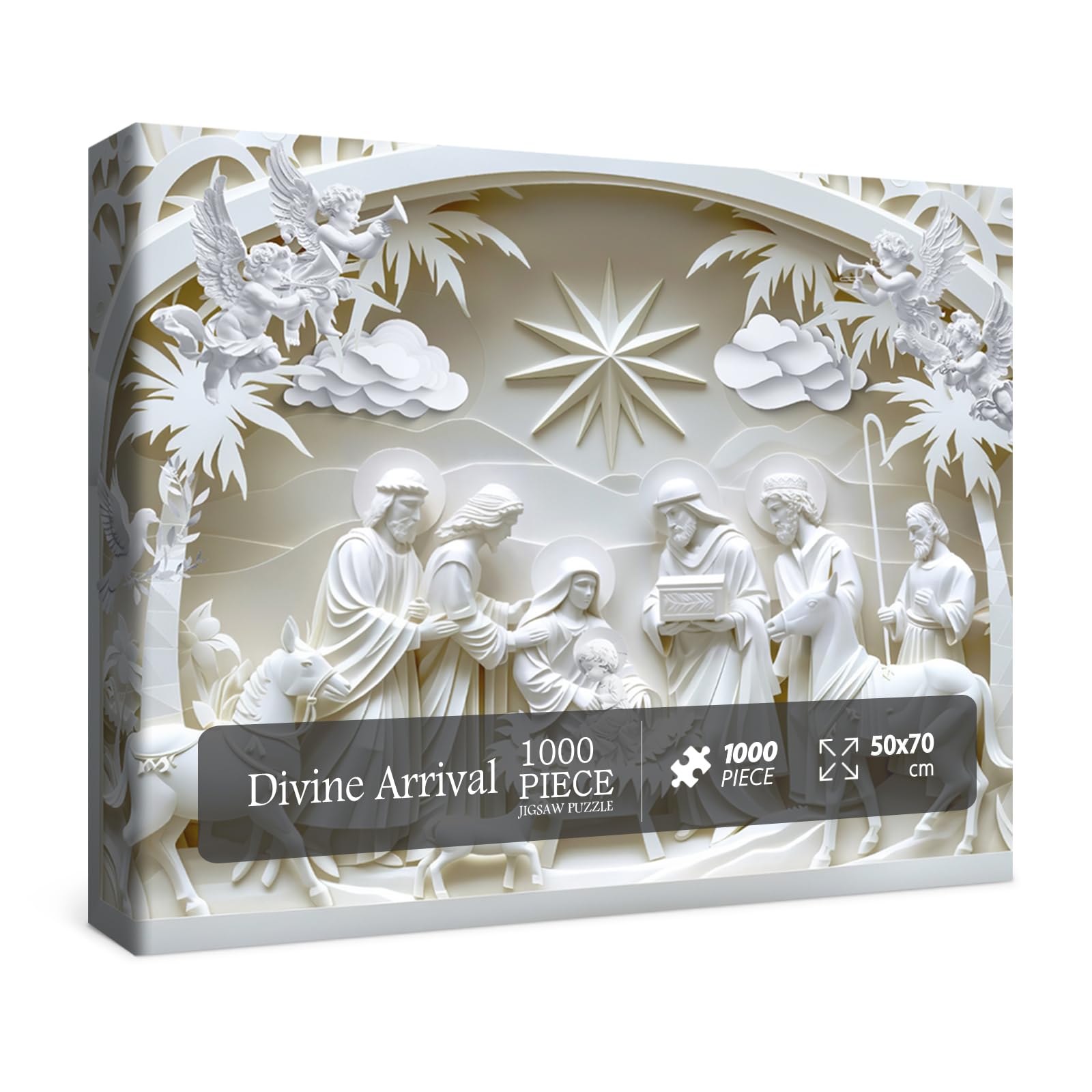 3D Nativity Scene Sculpture Puzzles For Adults 1000 Pieces, Christian Jesus Religious Bible Jigsaw Puzzles, Faith Catholic Cross