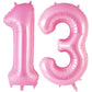 AIQINHU Pink Foil Number 13 Balloon - 40 Inch Giant Mylar Helium Balloon for Birthday Party Decorations