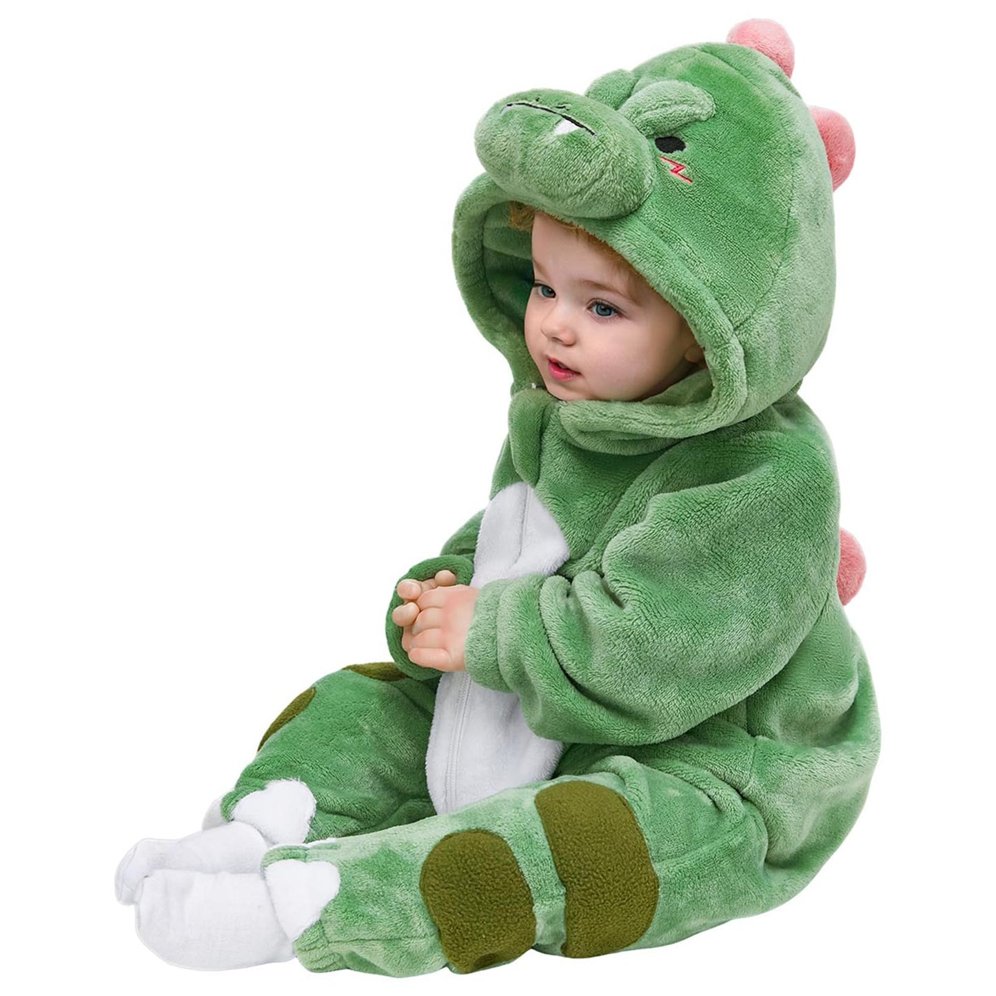 Olaola Baby Animal Costume Onesie, Unisex Toddler Dinosaur Romper, Plush Cosplay Dress Up Infant Outfits Halloween Costume