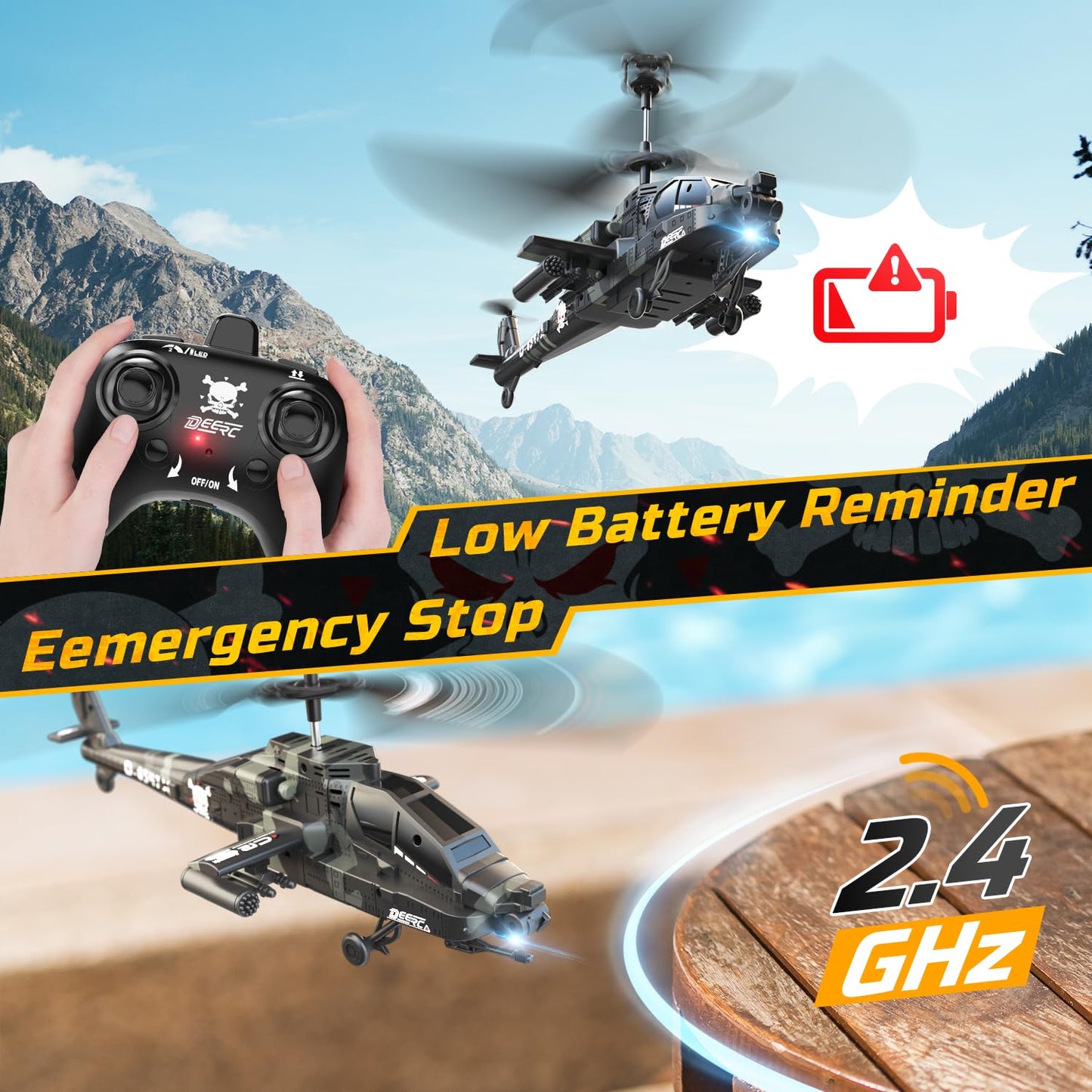 Deerc Rc Helicopter, Rc Plane For Kids And Adults, 2.4Ghz Remote Control Helicopter, 26 Mins Flight Time, Led Lights & Altitude