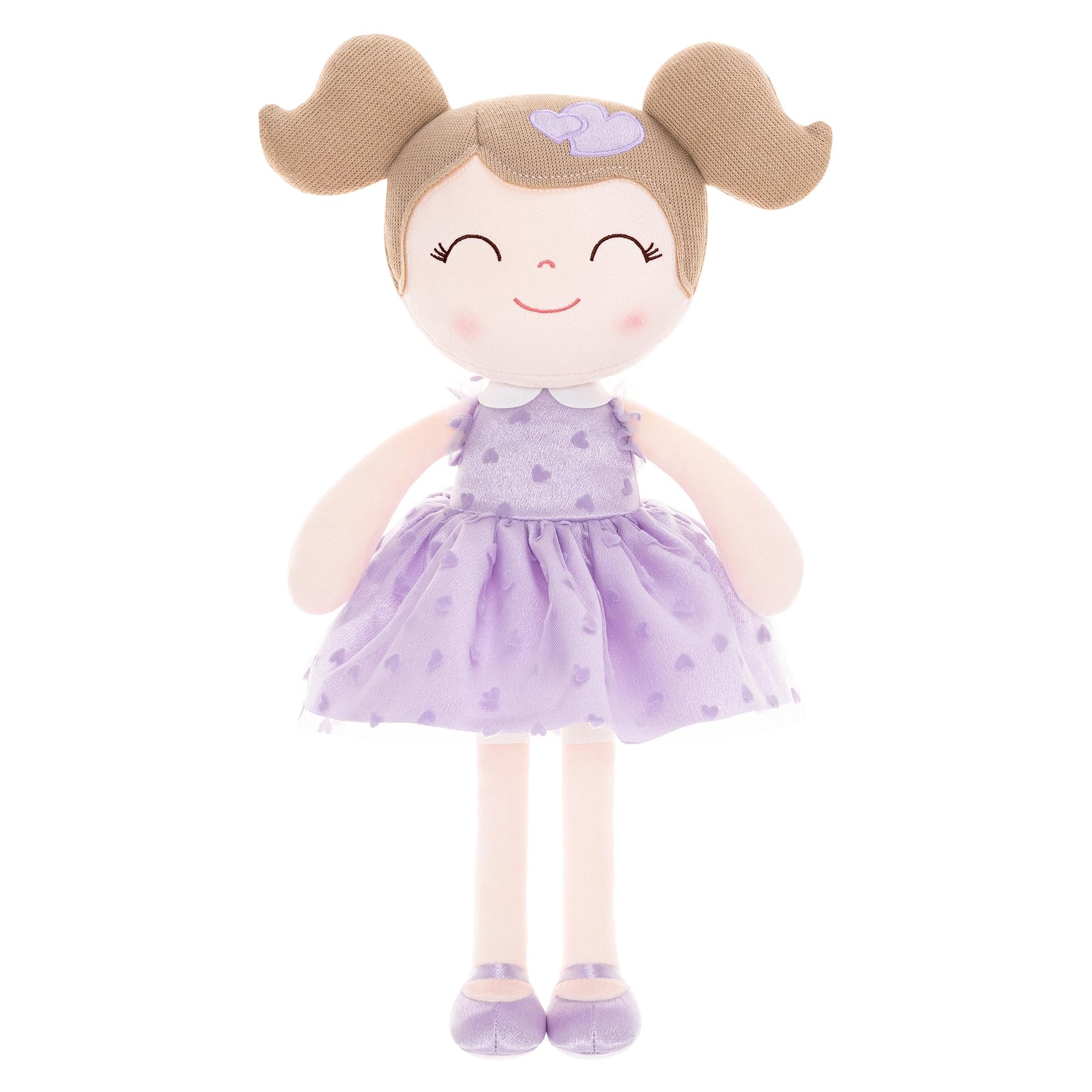 Gloveleya Baby Doll Valentines Day Gifts I Love You Gifts Soft Toy Plush Dolls Purple Flocking Heart Girl 16 Inches