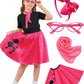 Aprroot 50S Outfit For Girls Decades Day Outfits Kids Girls Poodle Skirts 50S Costume With Headbands, Glasses, Scarves 12-14Y Ho