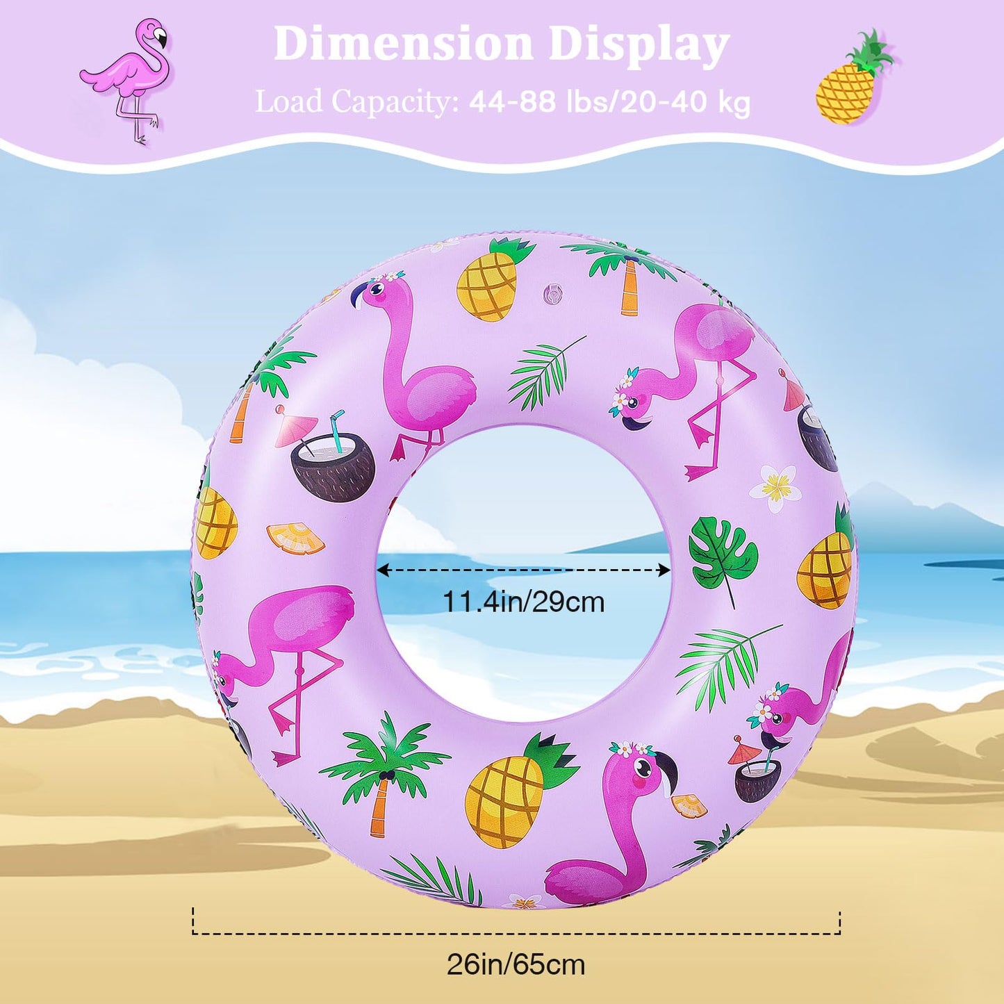 MoKo Pool Inflatables, PVC Swim Ring, Pink Flamingo Pool Float for Kids, Pool Toys for Beach, Party Decorations, Swimming Pool,