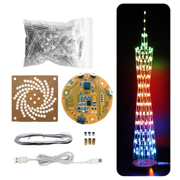 Icubesmart Led Canton Tower Model Diy Electronic Kit, Led Cube Model Handmade Soldering Project Kit, 12 Led Circles, Height 38Cm. (Gzt-12 Kit)