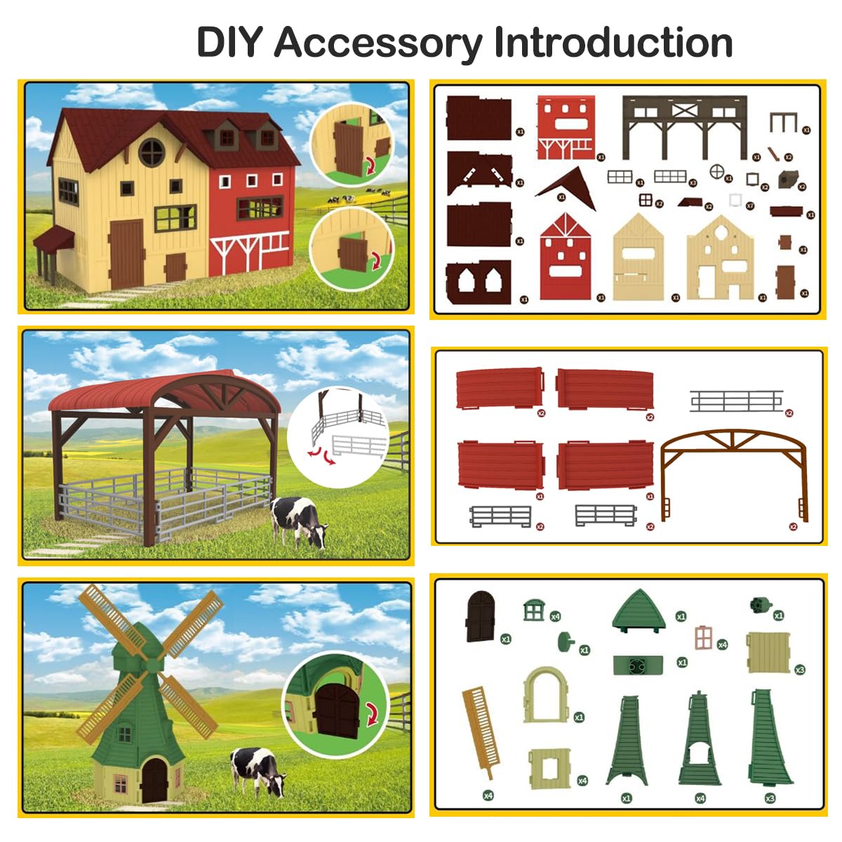 Peagprav Farm Animals Toy Set - 140 pcs Barn Playset for Kids 3-7 Years - Multicolour ABS & PVC Figurines