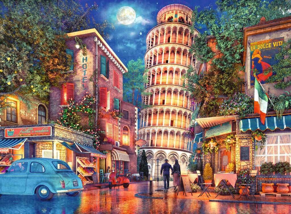 Ravensburger 500 Piece Jigsaw Puzzle - Evening in Pisa for Ages 10+, Black, Cardboard, Model 17380