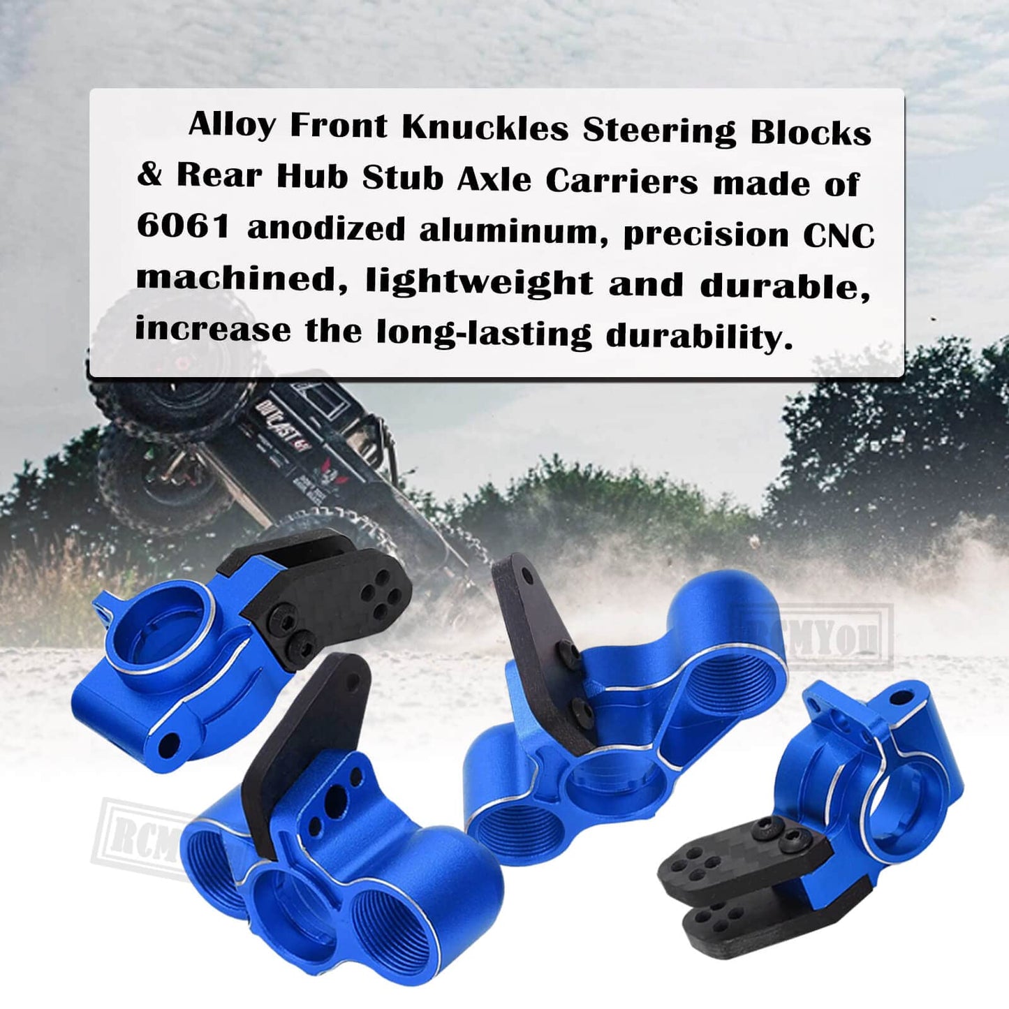RCMYou Front Knuckles Steering Blocks & Rear Hub Stub Axle Carriers Upgrades Part for ARRMA 1/8 Kraton/Notorious/Outcast 6S BLX