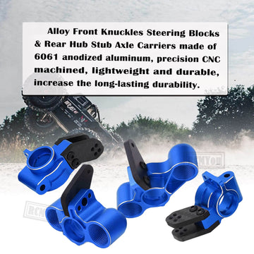 RCMYou Front Knuckles Steering Blocks & Rear Hub Stub Axle Carriers Upgrades Part for ARRMA 1/8 Kraton/Notorious/Outcast 6S BLX