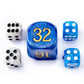 5pcs Set 30MM Backgammon Pearl Dice Set - 30MM (1 3/16'') Large Backgammon Doubling Cube Plus 4pcs 16MM Dice (Blue/White Marblei