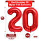 40 Inch Red 20 Number Balloons Giant 20 Balloons Red Birthday 20 Balloons 20Th Birthday Anniversary Party Decorations Supplies