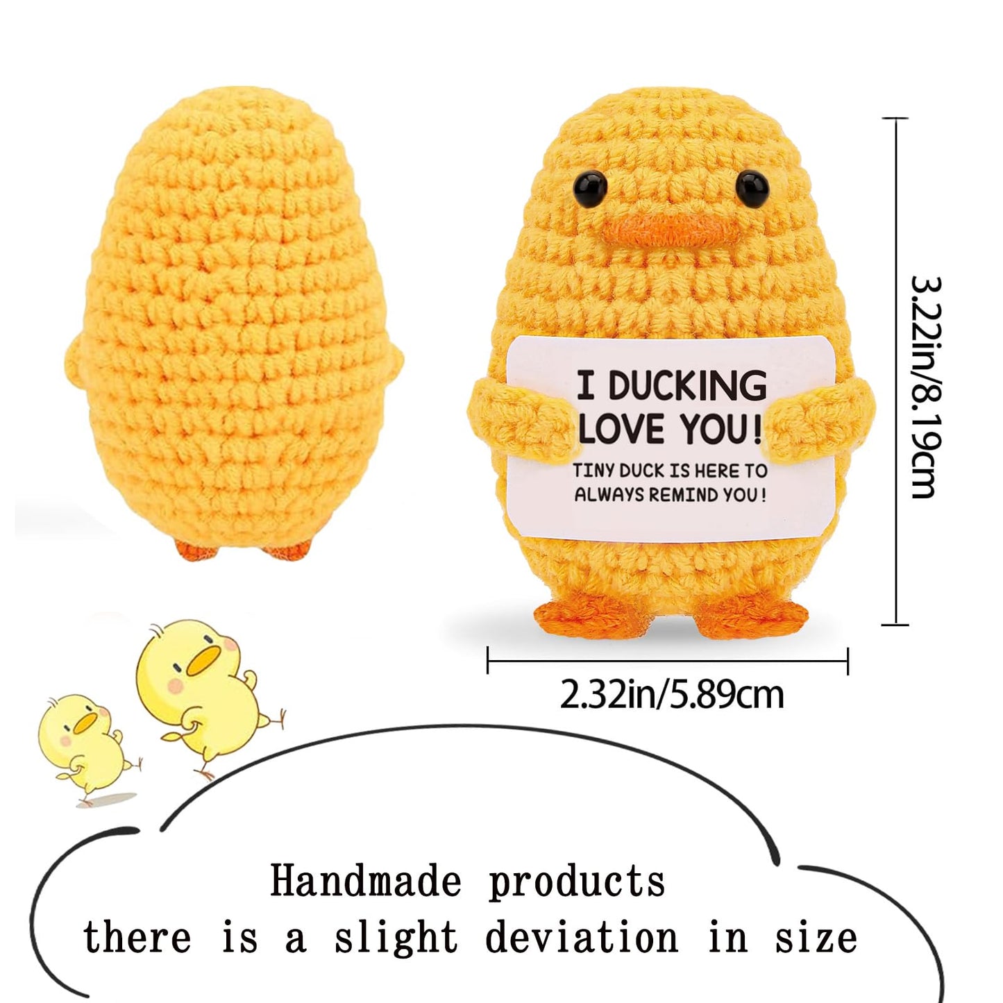 Rivanoer Easter Basket Essentials,Inspirational Crochet Positive Duck,Birthday Gifts For Women Cute Handmade Potato Knitted Duck Toy With Positive Card Cheering I Love You