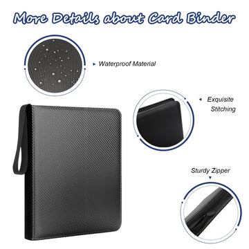 9 Pockets Trading Card Binder  900 Pockets Card Binder with Sleeves Card Organizer  Card Collection Binder with Zipper Baseball Card Binder for Sports Card and Kids Organized (Black)