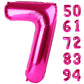 Hot Pink 7 Balloon, Number Balloons 40 Inch, 7Th Birthday Decorations For Girls Kids, Party Decoration For Women, Number 7 Ballo