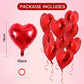 TONIFUL 30Pcs 18 Inch Red Heart Balloons Valentines Day Heart Shape Foil Mylar Balloons Decoration for Romantic Valentines Day