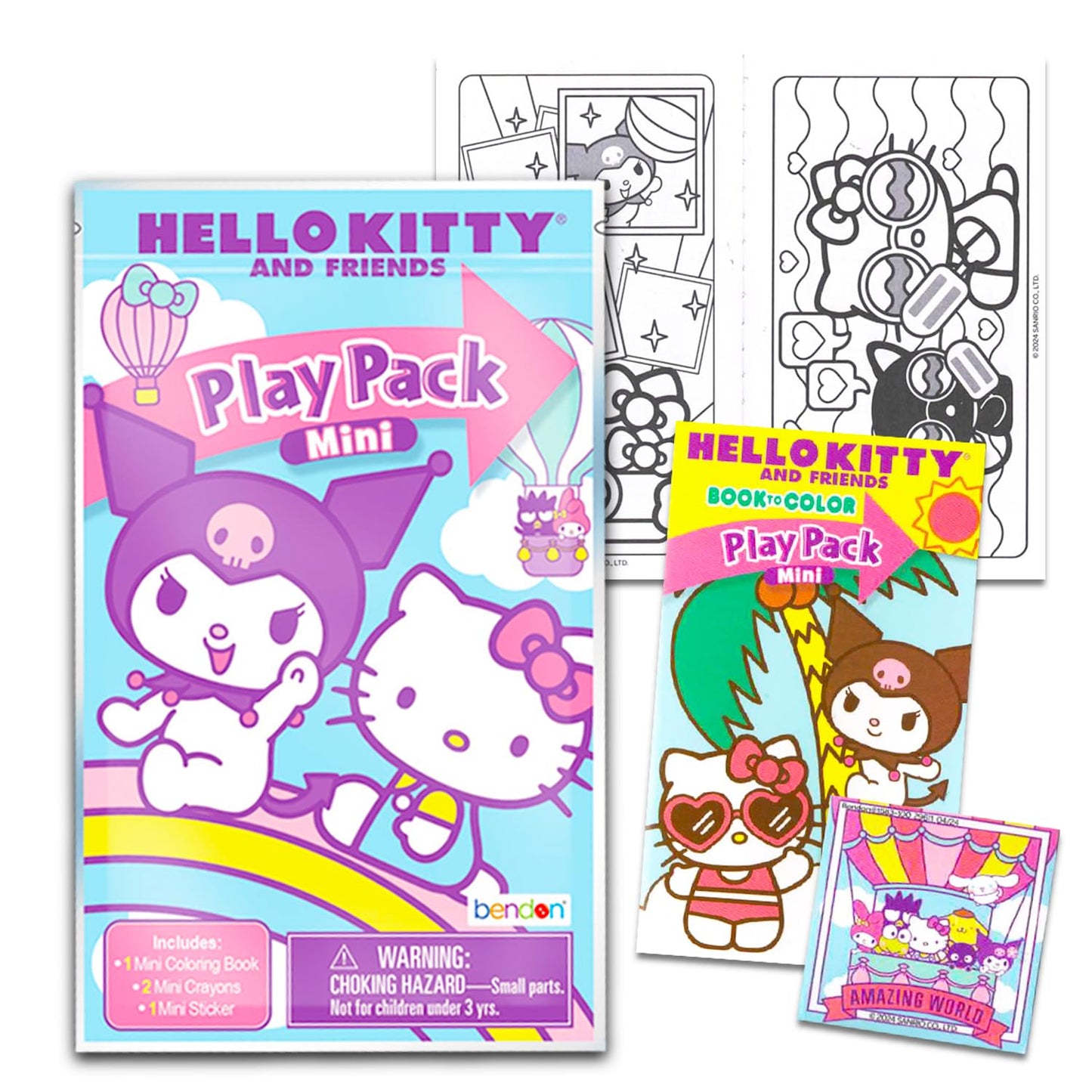 Hello Kitty and Friends Mini Party Favors Set for Kids - Bundle with 24 Mini Kuromi Grab n Go Play Packs with Coloring Pages, St