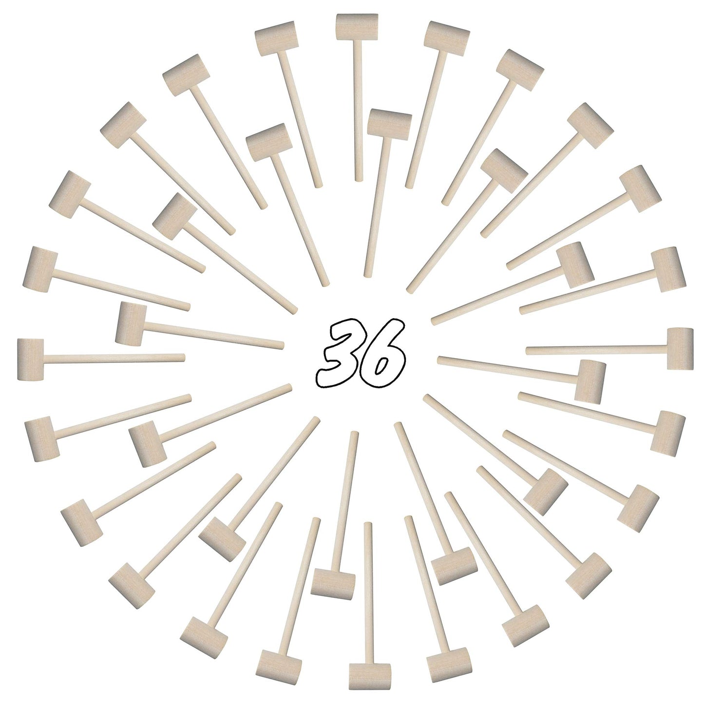 36 Pieces Mini Wooden Hammers Gavel Toy for Kids  Natural Wood Crab Lobster Seafood Mallets