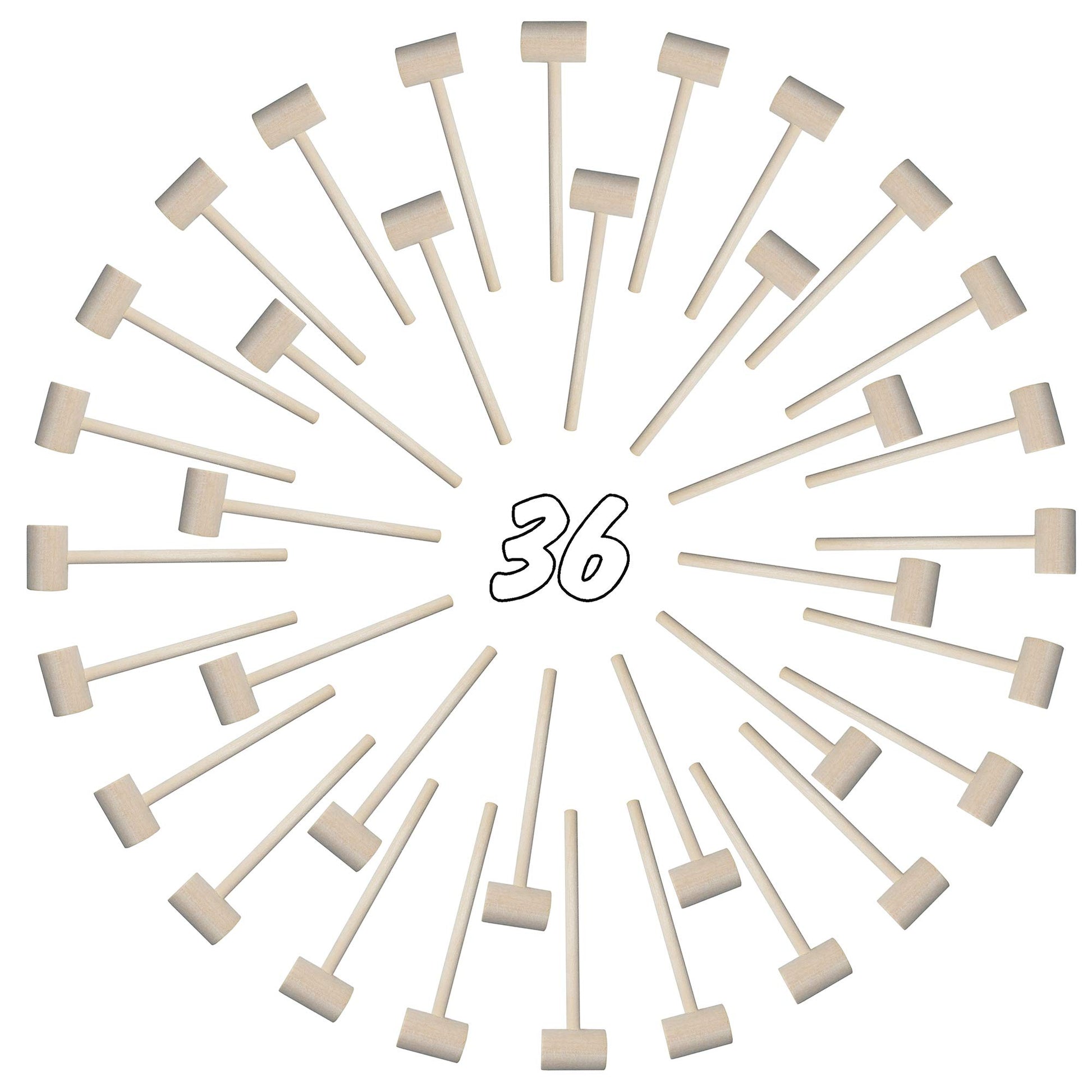 36 Pieces Mini Wooden Hammers Gavel Toy for Kids  Natural Wood Crab Lobster Seafood Mallets