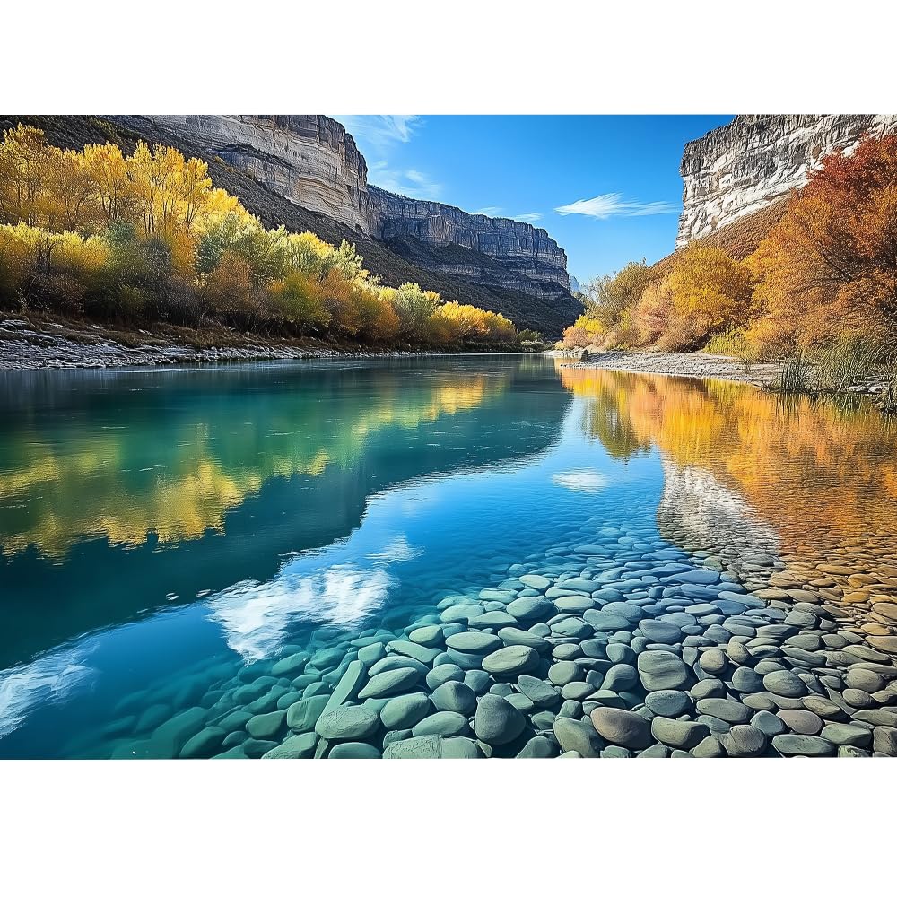 1000 Piece Jigsaw Puzzle for mature-themeds - Canyon River Fall Landscape Nature Scene  Turquoise Lake Mountain Puzzle  Challenging Relaxing Game  enhanced Recycled Gift for mature-themeds Teens