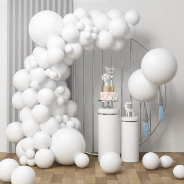 Kainsy Matte White Balloons Garland Kit Cloud White Cream Balloon Birthday Decorations 92 Pcs Party White Sand Balloons 5/10/12/18 Inch For Balloon Arch Bridal Baby Shower Wedding