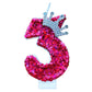 Hot Pink Birthday Number 3 Candle for Cake, Pink Number 3 Candle, Fun Glitter Hot Pink Cake Topper Birthday Decorations Cupcake 