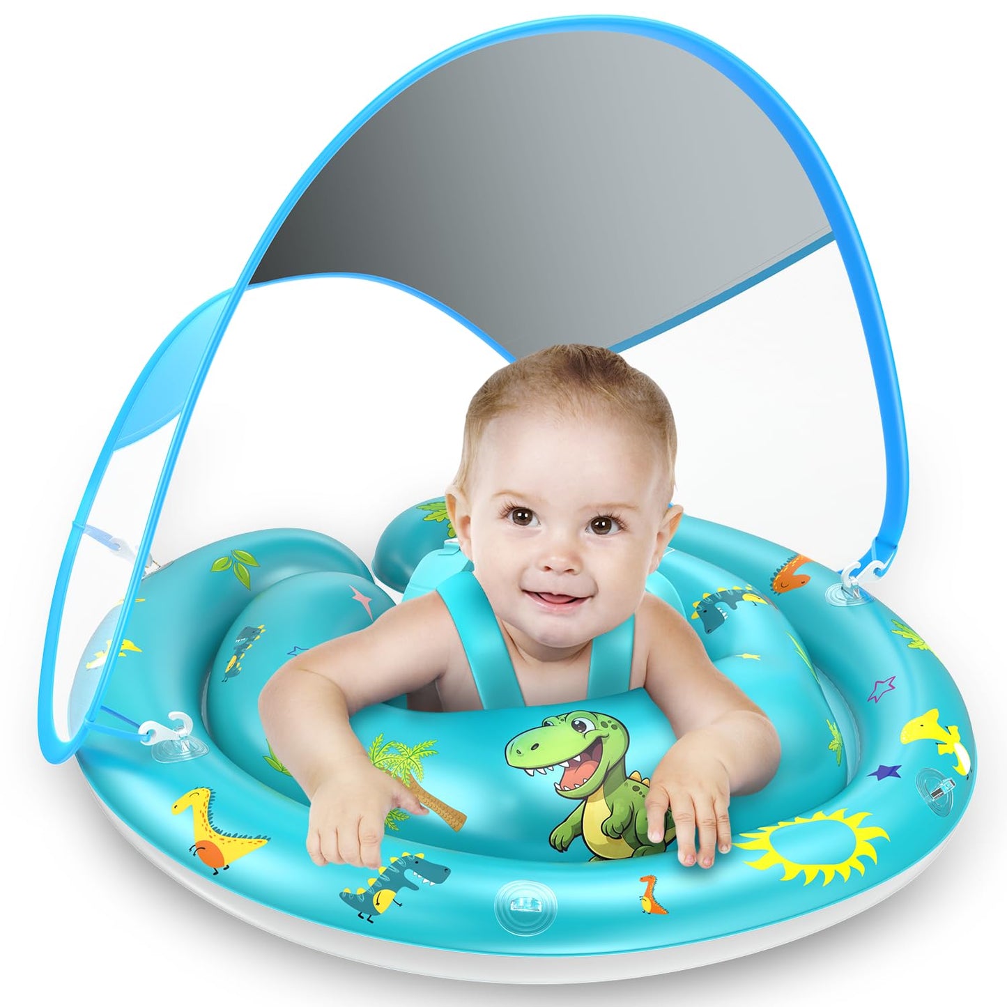 Baby Pool Float With Canopy Removable Upf50+ Uv Sun Protection,Third-Generation Upgraded Baby Swimming Float,More Stable Baby Swimming Pool Float,Suitable For Babies Aged 6-24 Months Swimming Float